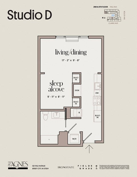 Floor plan for studio, 1 bath, 574 sqft